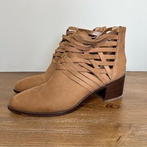 1 STATE Iliza Brown Nubuck Leather Strappy Heeled Ankle Booties Size 9